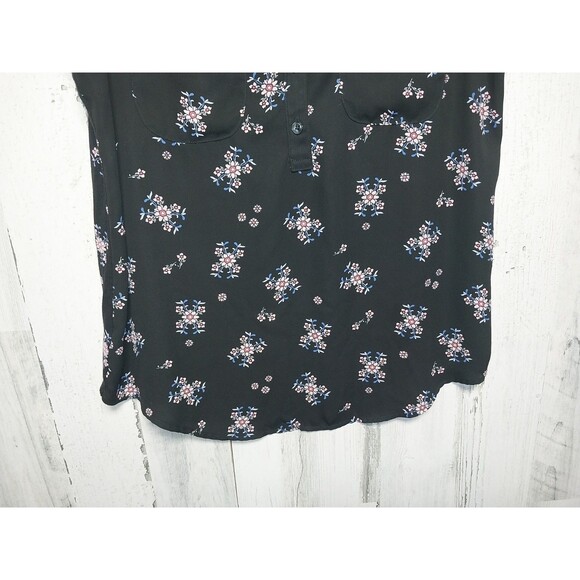 Loft Size Medium Black Floral Women's Sleeveless Beautiful Tank Top Blouse - Picture 2 of 7